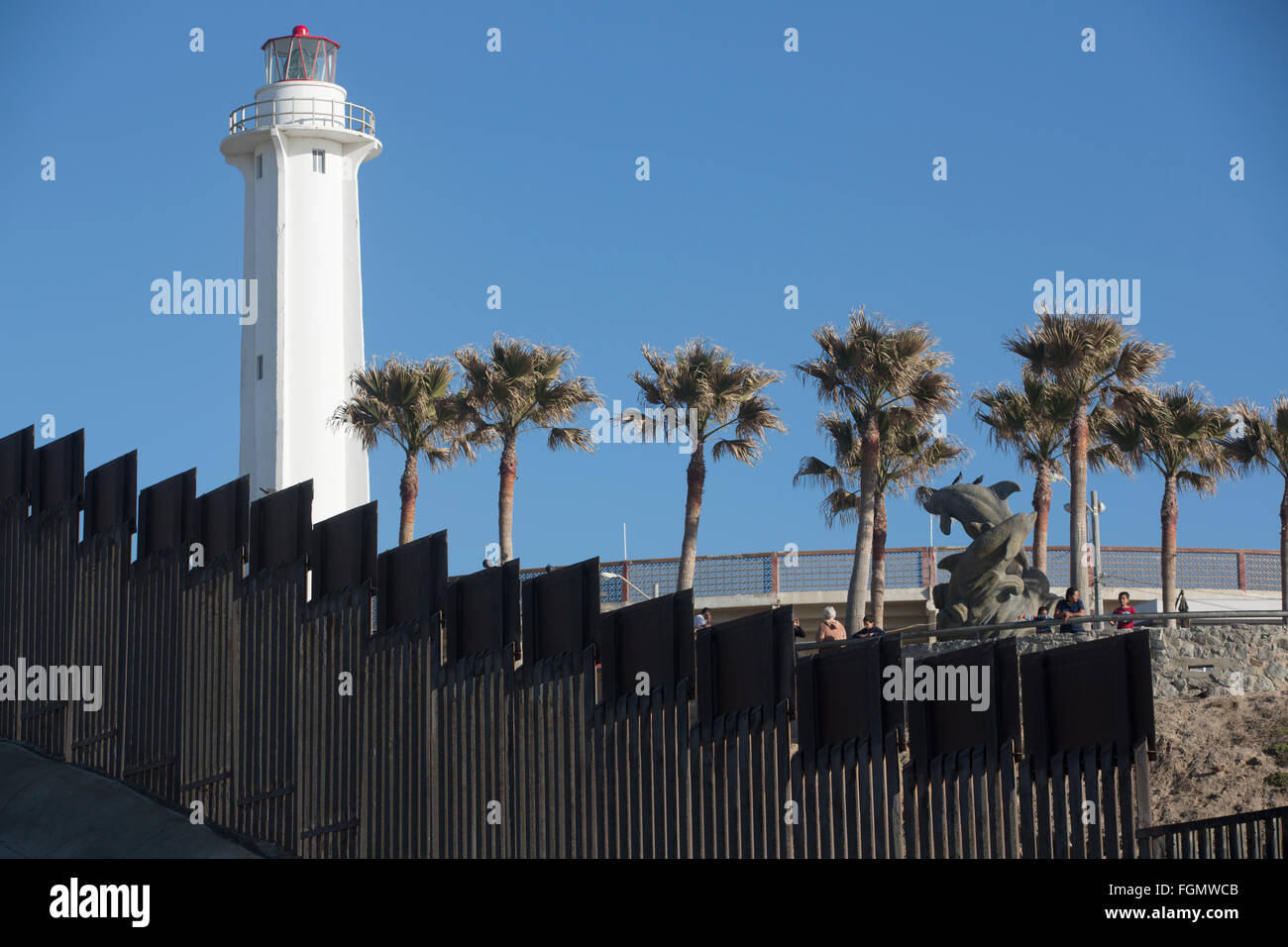 Blick von der amerikanischen Seite der US-Tijuana, Mexiko Grenze Zaun in der Nähe von San Ysidro, Kalifornien Stockfoto