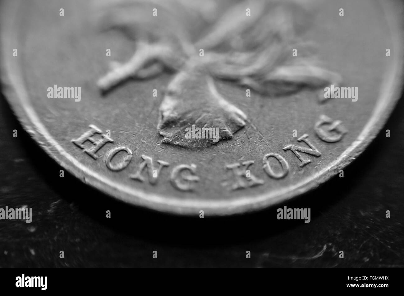 1 Dollar Münze von Hongkong-Dollar Stockfoto