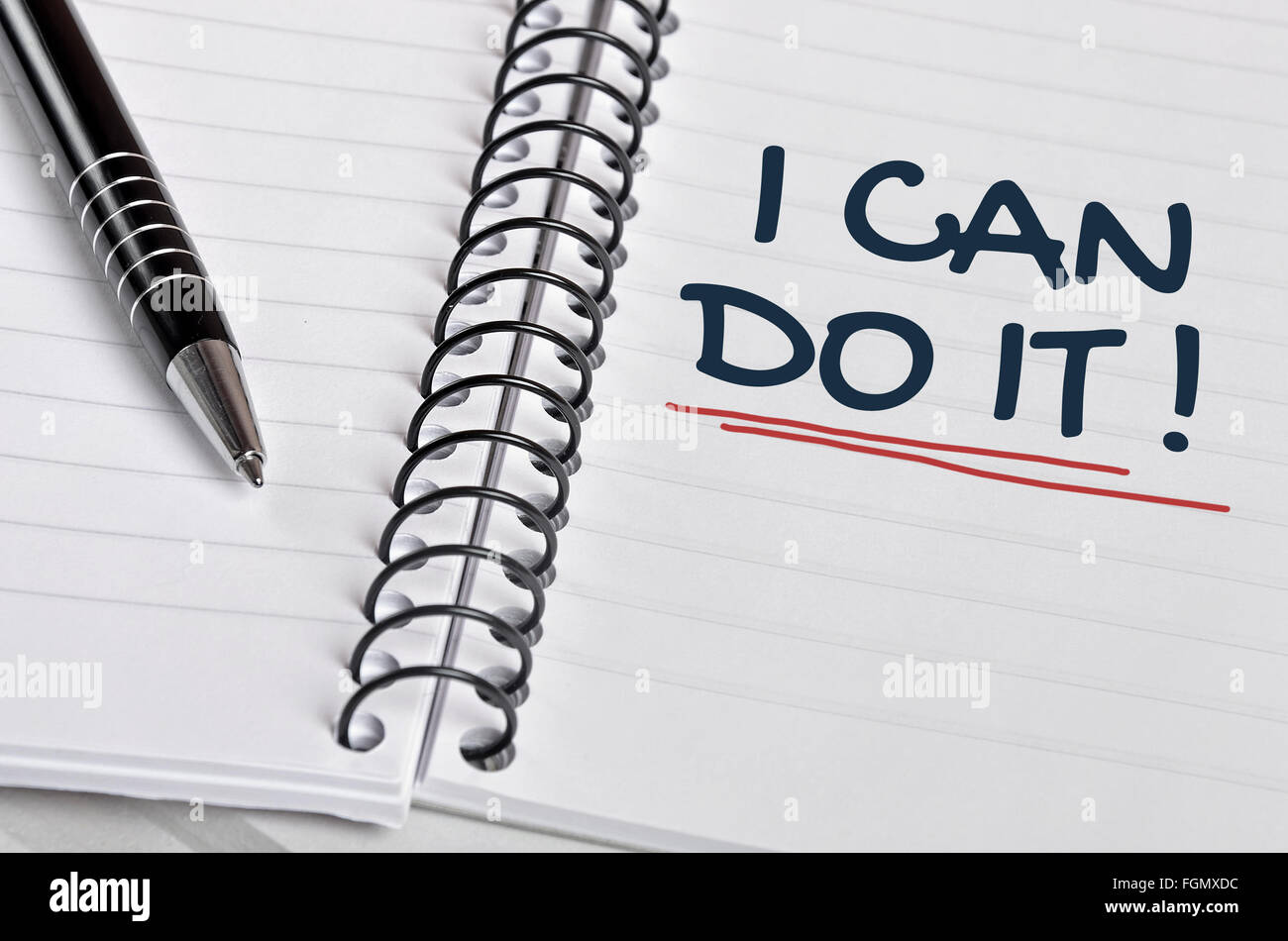 Kann ich es Wort auf Notebook Seite Stockfoto