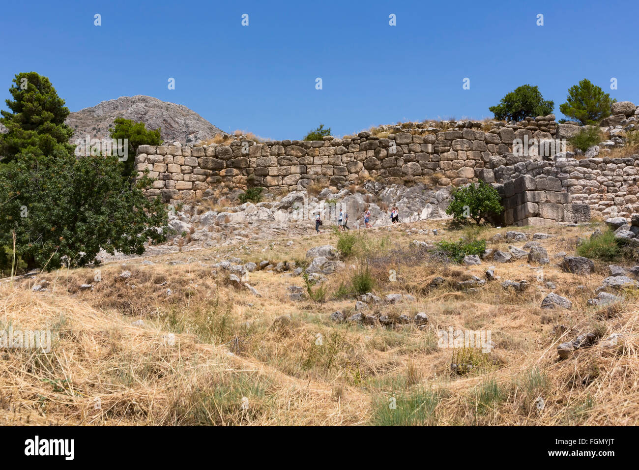 Mykene, Argolis, Peloponnes, Griechenland.   Die zyklopischen Mauern der Zitadelle der Stadt. Stockfoto