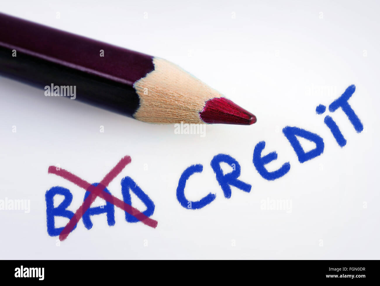 Schlechte Kredit Wort auf grauem Hintergrund Stockfoto