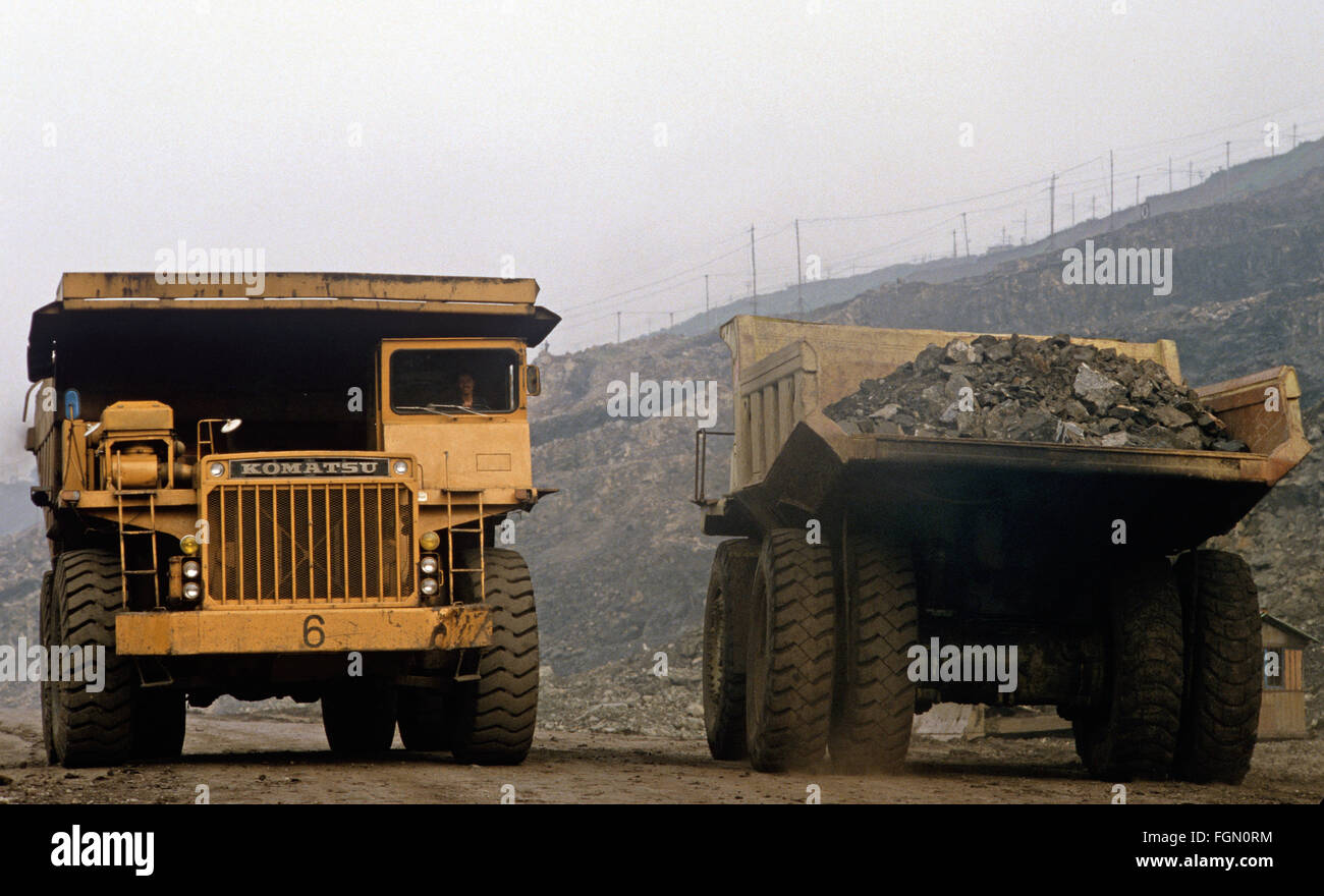 Kohle-LKW, Fushun öffnen Besetzung Kohle mine, Provinz Liaoning, China Stockfoto