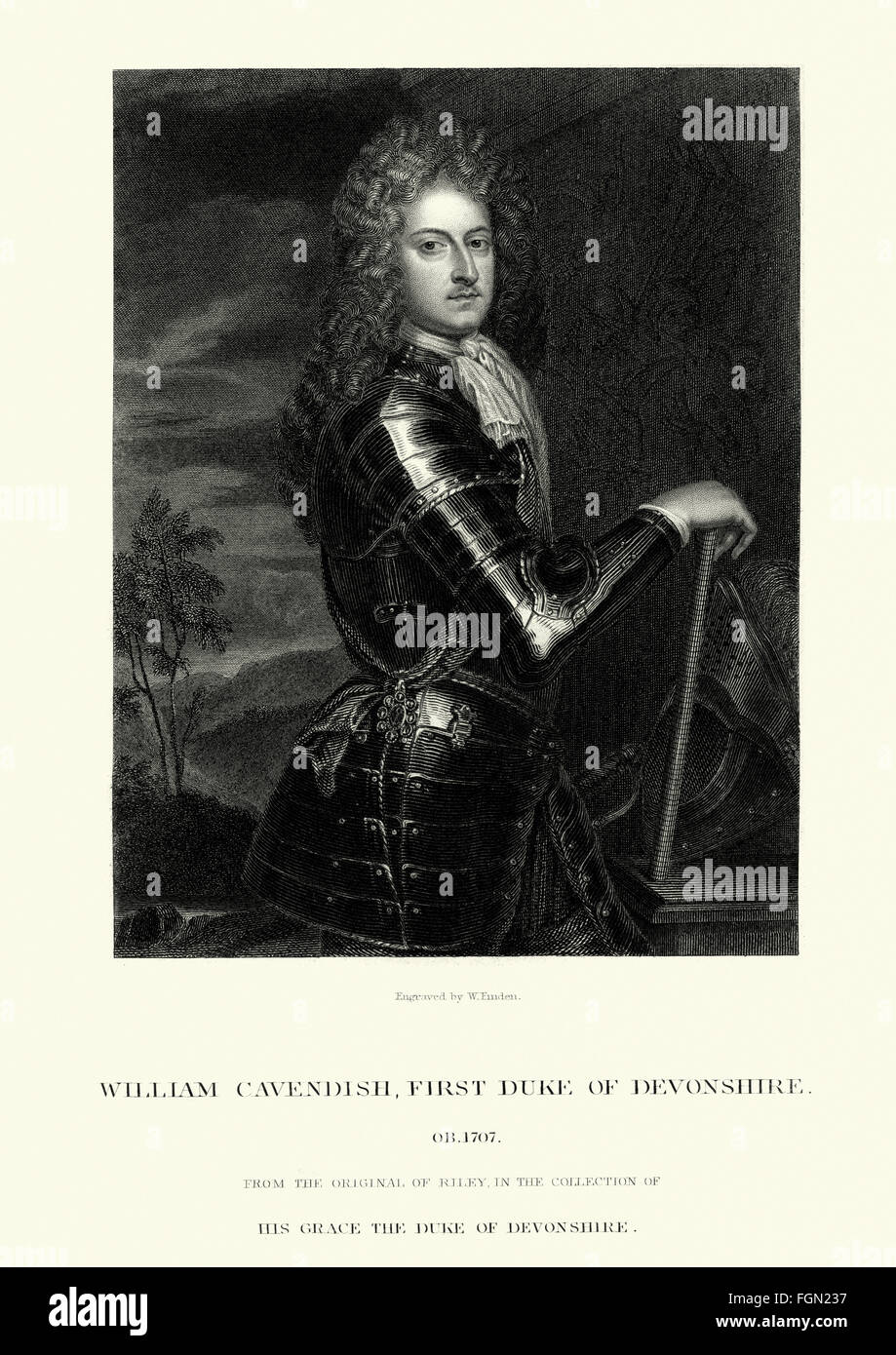 Porträt von William Cavendish, 1. Duke of Devonshire 1640 bis 1707 ein englischer Soldat und Politiker der Whig. Stockfoto