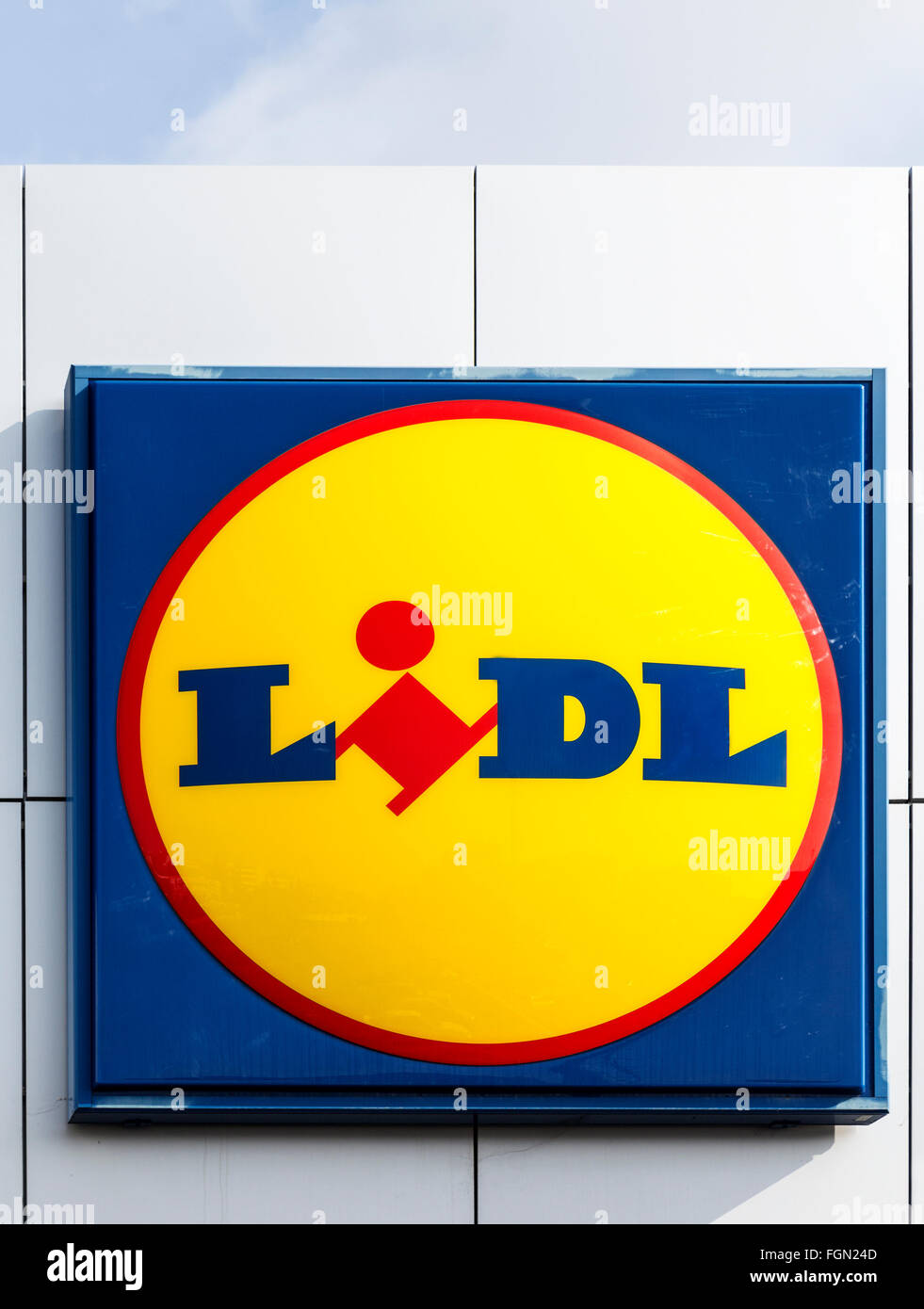 Lidl-Shop Schild an Wand, Algarve, Portugal Stockfoto