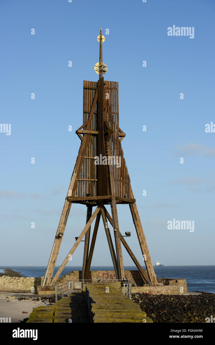 Kugelbarke an deutschen Küste mit klarem Himmel Stockfoto
