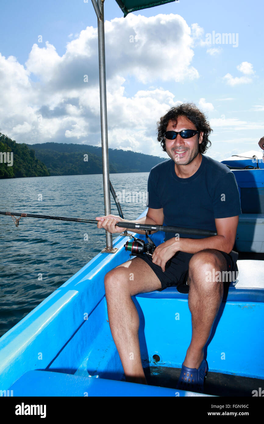 Ein indischer Mann Sportangeln Stockfoto