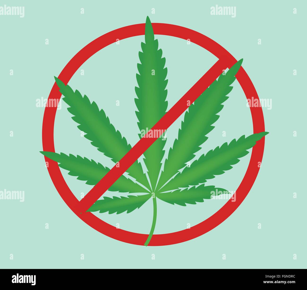 Marihuana-Verbot mit grünem Hintergrund isoliert Stock Vektor