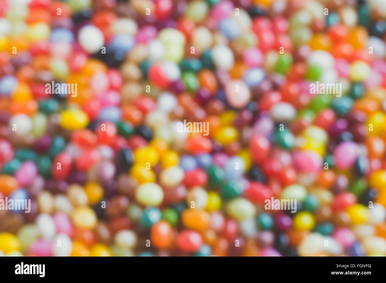 Jelly beans bunt unscharfen Hintergrund von oben Ansicht Stockfoto