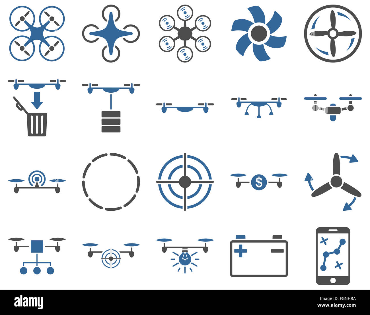 Luft-Drohne und Quadcopter Symbole Stockfoto