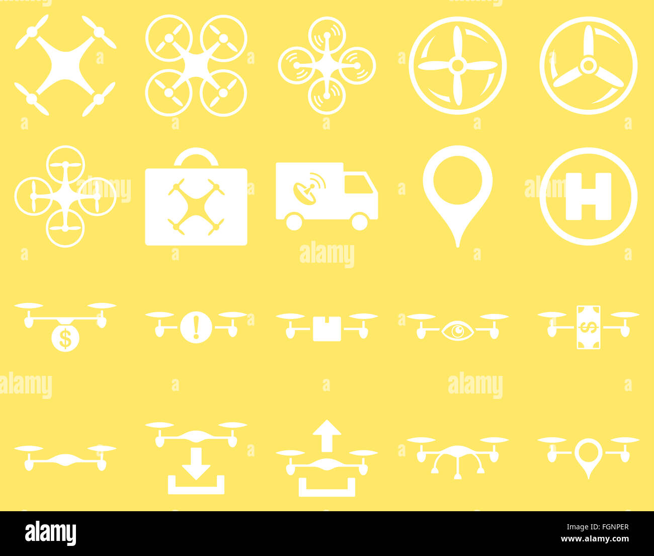 Luft-Drohne und Quadcopter Symbole Stockfoto