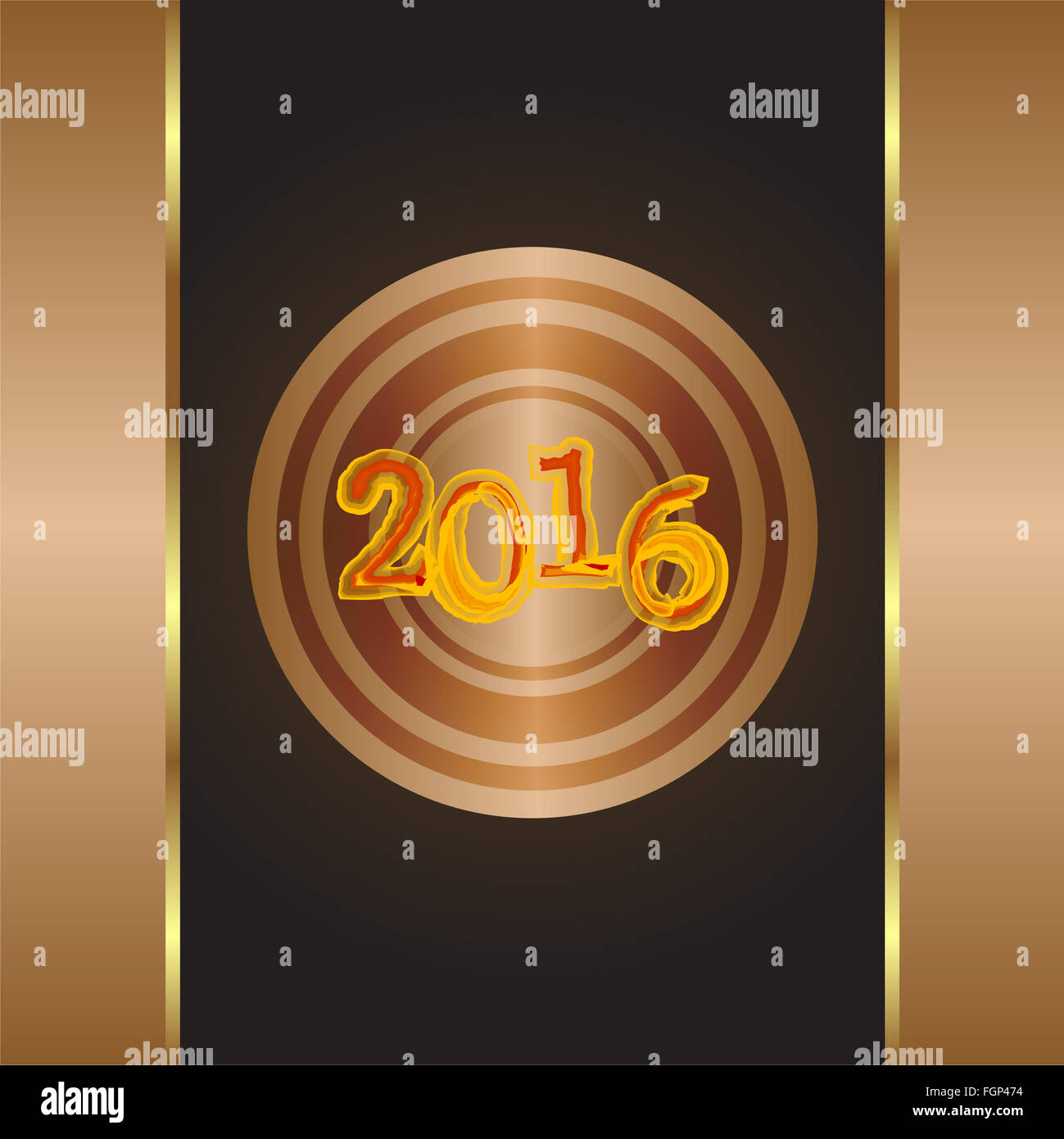 Jahr des Affen 2016 - gold Grußkarte. Neujahr-Brief auf einem Grunge-Stil Stockfoto