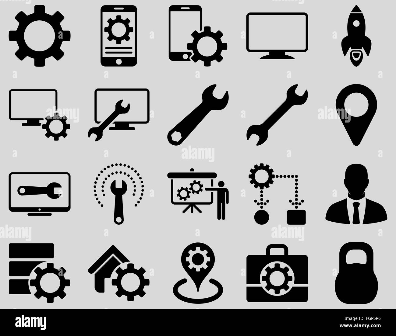 Einstellungen und Tools Icons Stockfoto