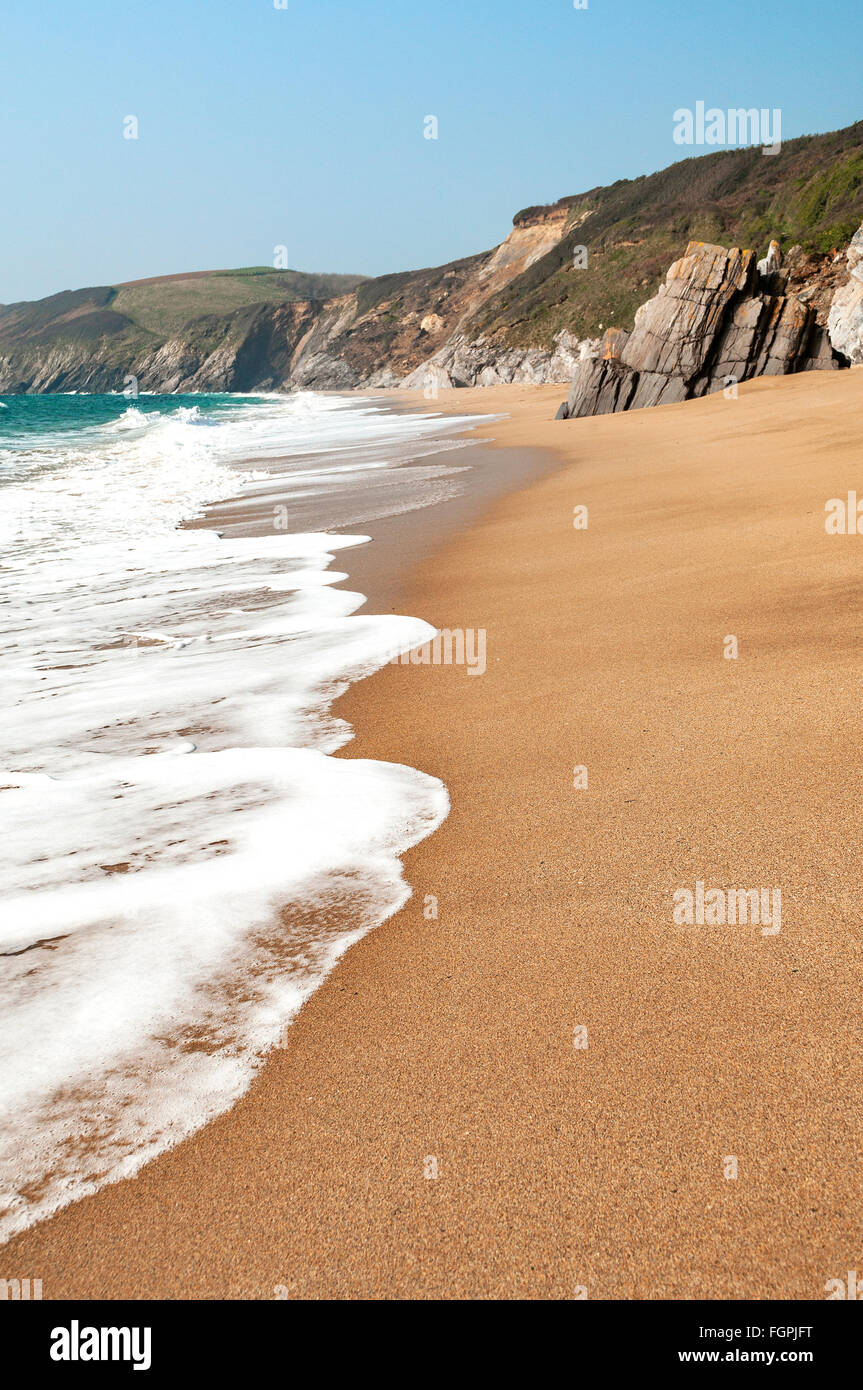 Porthbeor Strand auf der Roseland Halbinsel in Cornwall, England, UK Stockfoto