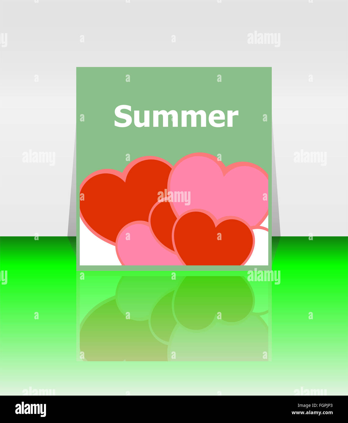 Grunge Sommer Poster mit Love Herz gesetzt. Ich liebe Sommer Konzept Stockfoto