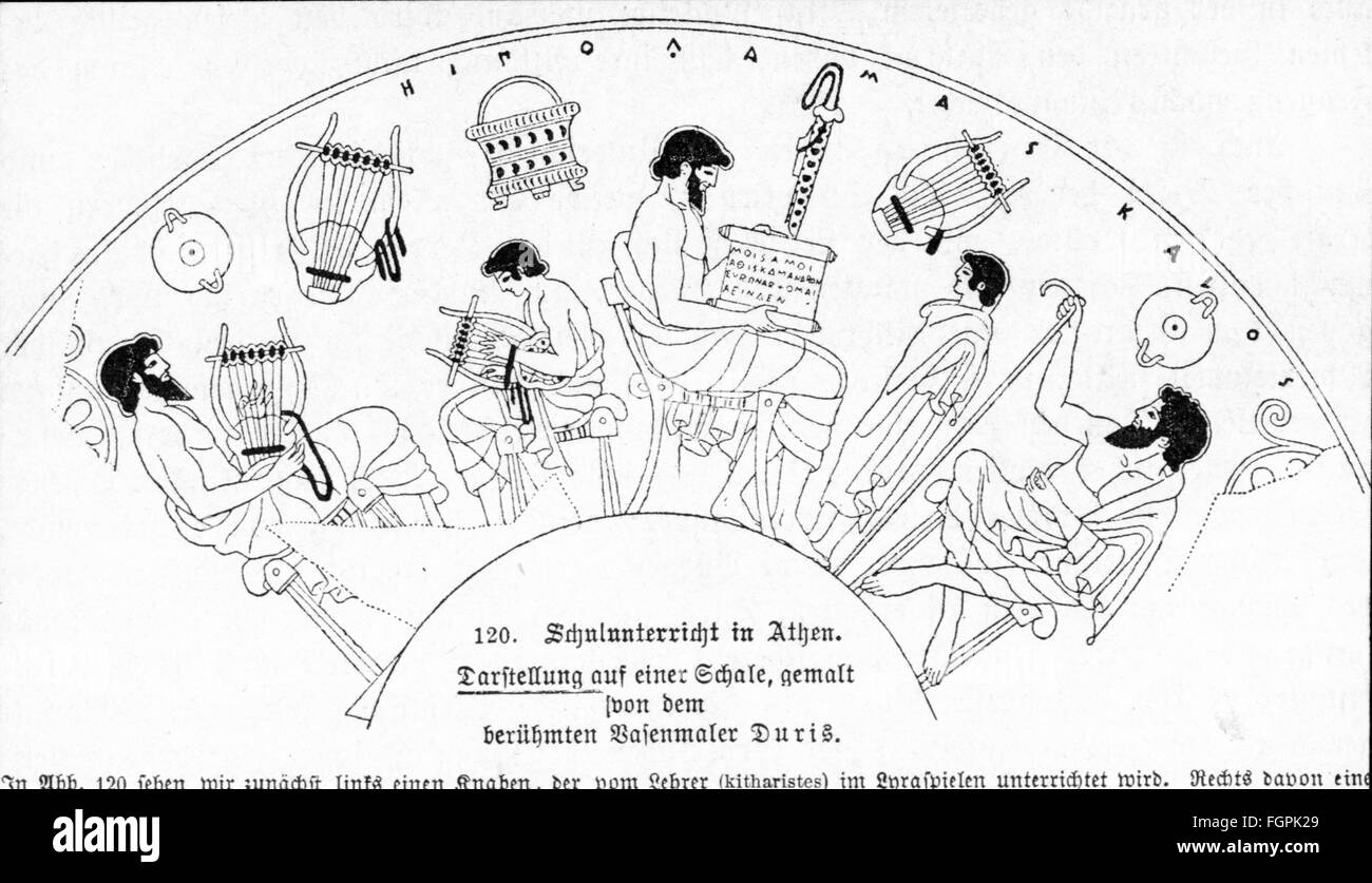 Pädagogik, Schule / Unterricht / Disziplin,Unterricht in Athen, nach Vasenmalerei von Douris,ca. 500 - 460 v. Chr., Zeichnung,19. Jahrhundert, 19. Jahrhundert,Grafik,Grafik,Antike Welt, Antike Zeiten,Griechenland, halbe Länge,Sitzen,Sitzen,Halten,Halten,Rollen,Lehren,Lehren,Lehren,Lehren,Lernen,Schüler,Schüler,Schüler,Schüler,Studenten,Stehen,Lehrer,Pädagogen,Pädagogen,Lyceru,Musikinstrumente,Lehrerberufe,Lehrerberufe,Musikinstrumente,Lehrerberufe,Lehrerberufe,Lehrerberufe,Musikinstrumenten,LehrerLehrerLehrerberufe,Musikinstrumenten,Musikinstrumenten,Lehrerberufe,LehrerInnen,LehrerLehrerLehrerLehrer Stockfoto