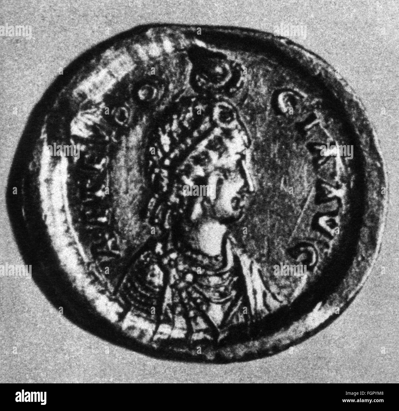 Geld / Finanzen Münzen antike Byzanz solide mit Porträt der Kaiserin Aelia Eudoxia Gold 5. Jahrhundert Stockfoto
