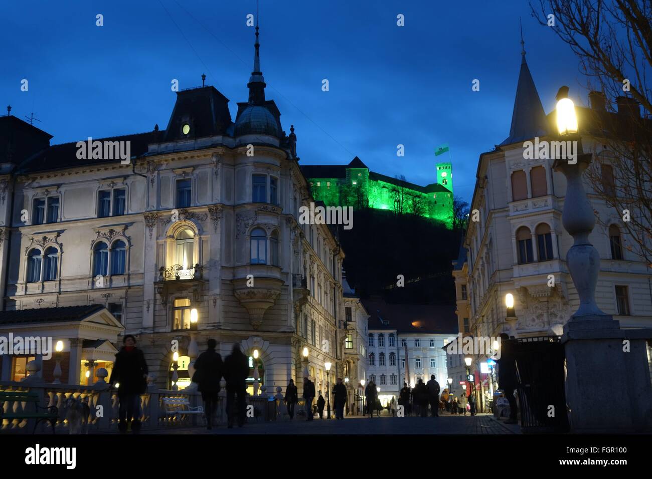 Ljubljana - Triple Bridge - Februar 2016 Stockfoto