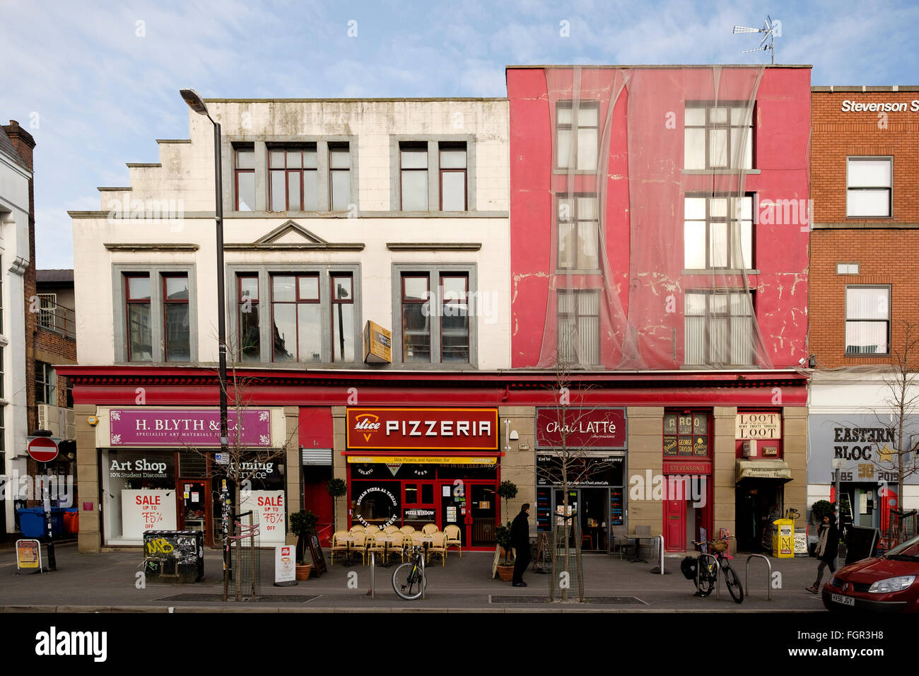 Manchester, UK - 16. Februar 2016: Stevenson Platz steht im Zentrum des nördlichen Viertel von Manchester aber scheint immer noch Relati Stockfoto