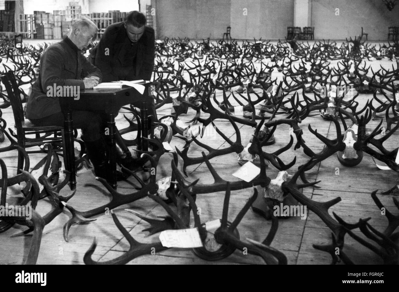 Ausstellungen, Jagdausstellung, internationale Jagdausstellung in Berlin, Hirschgeweih sind katalogisiert, um 1937, Zusatzrechte-Clearenzen-nicht vorhanden Stockfoto