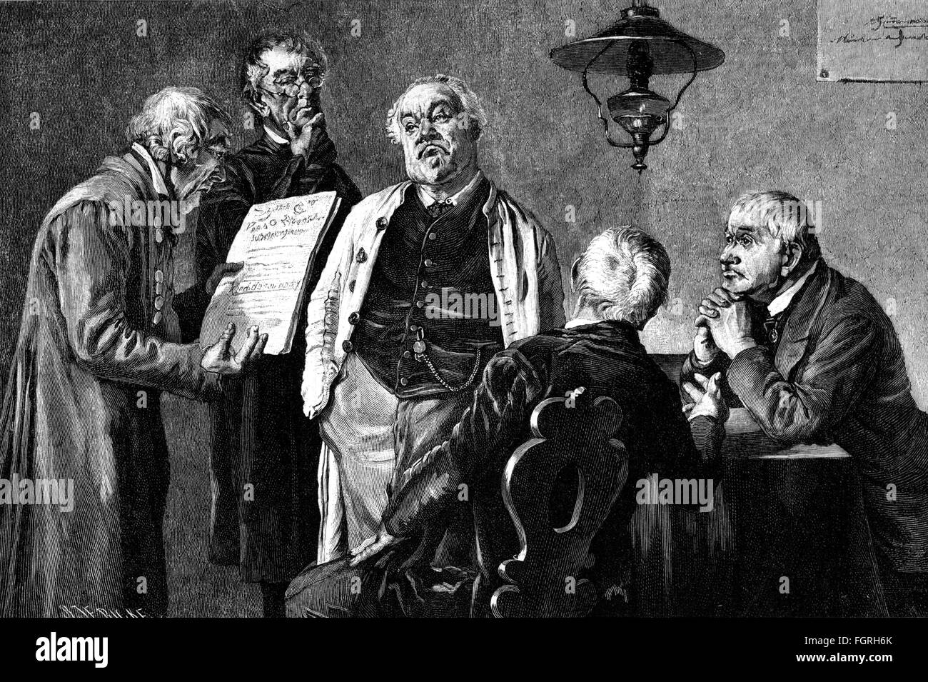 Politik, Regierung, gemeinderat, Holzstich nach Malerei von Alfred Zimmermann, 1885, Zusatz-Rechte-Clearences-nicht vorhanden Stockfoto