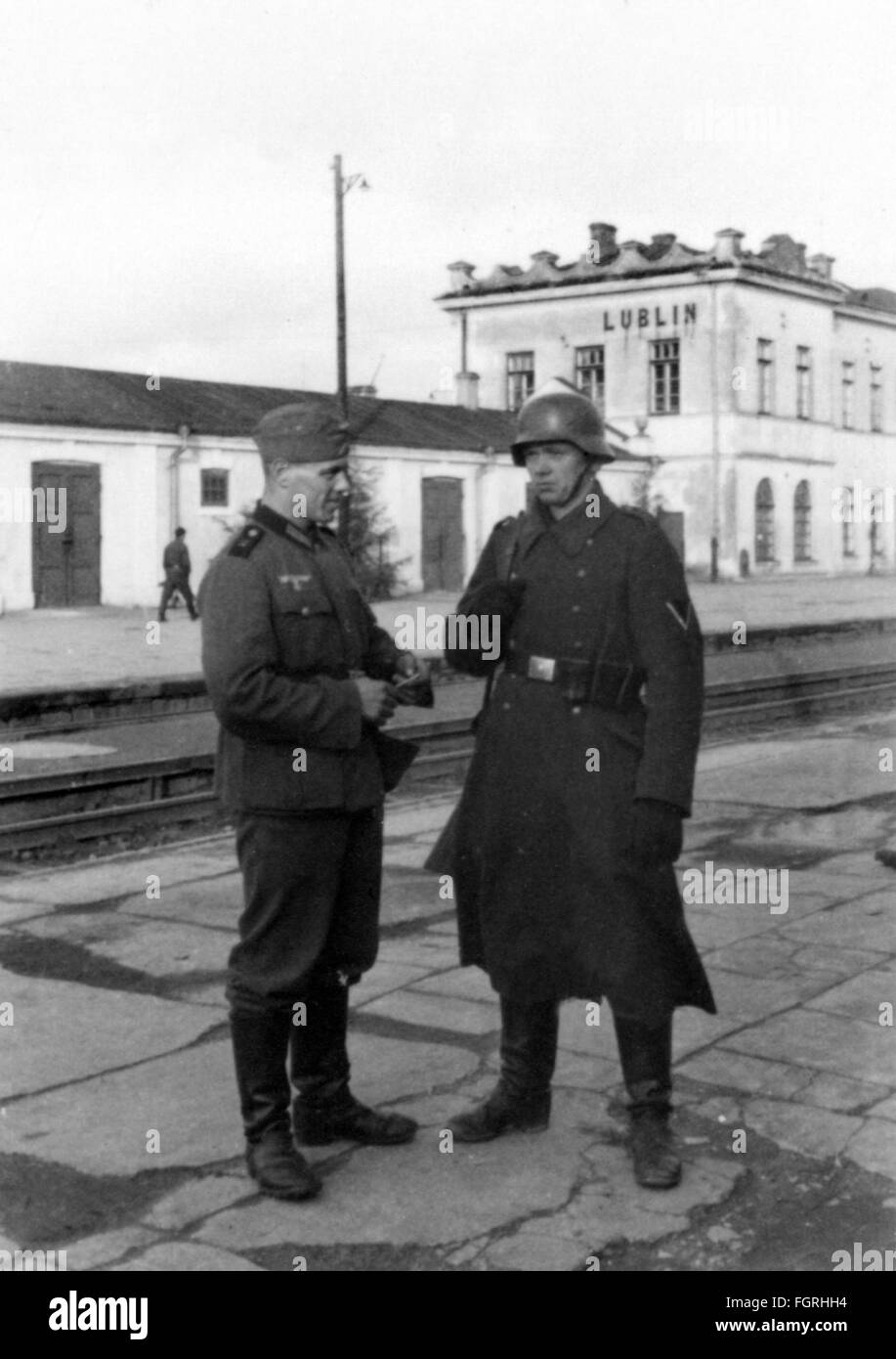 Zweiter Weltkrieg, Polen, deutsche Besatzung, Wachposten am Bahnhof Lublin, um 1940, zusätzliche-Rechte-Abfertigung-nicht vorhanden Stockfoto