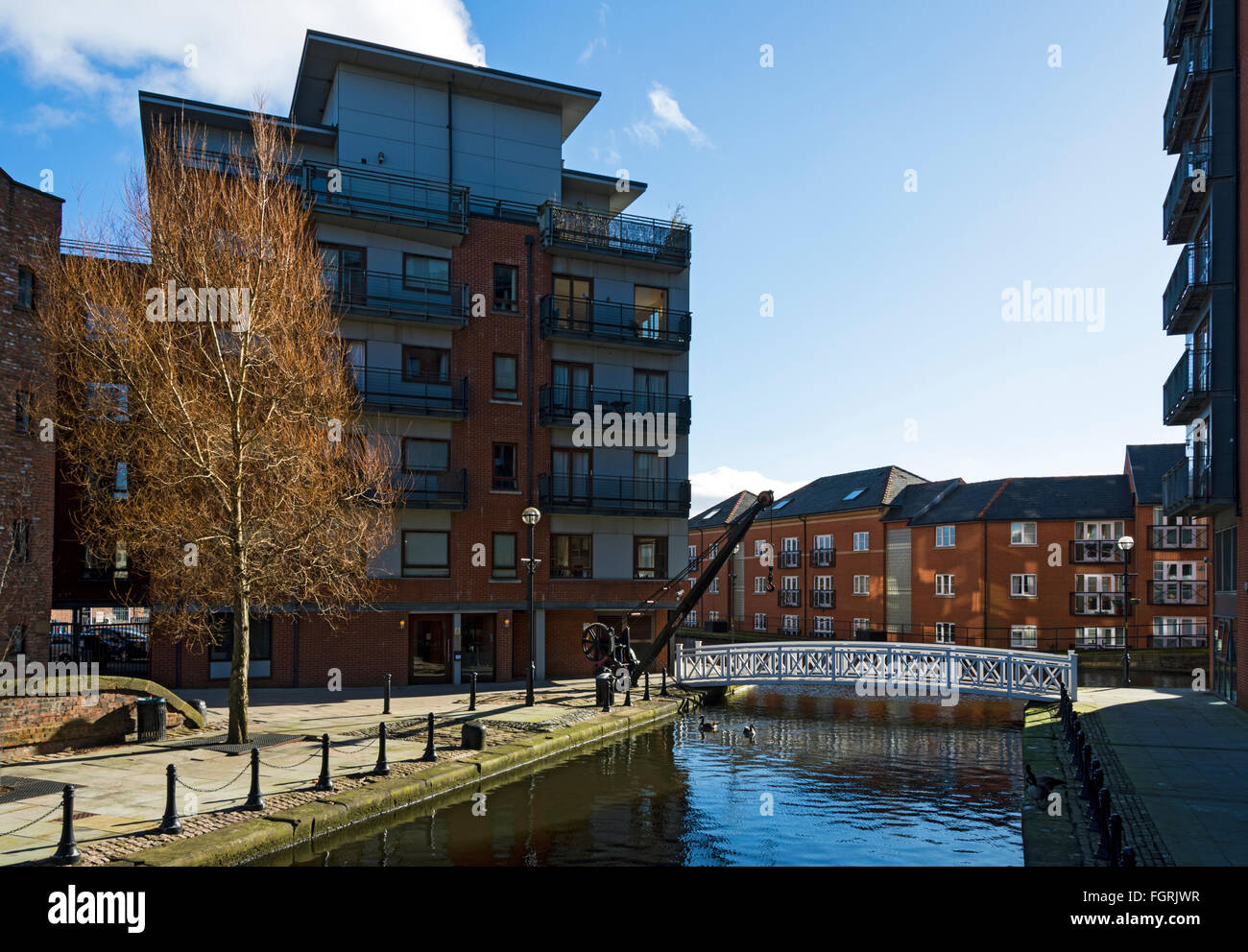 Schnitzt Croft Wohnblock im Paradies Wharf am Ashton Kanal nahe dem Stadtzentrum an der Piccadilly, Manchester, England, UK Stockfoto