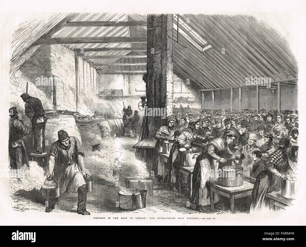 Spitalfields Suppenküche, viktorianischen London, 1867 Stockfoto