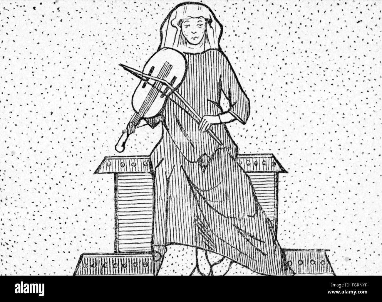 Musik, Musiker, Geigenspieler, nach Miniatur in einem Psalter, Frankreich, 14. Jahrhundert, Holzstich, 19. Jahrhundert, Musiker, Musiker, Violine, Geigen, Geiger, Geiger, Musikinstrument, Musikinstrumente, Chordophon, Saiteninstrument, Saiteninstrumente, Streichinstrumente, Streichinstrument, Streichinstrument, Streichinstrumente, die Streicher, Bögen, Bogen, Mittelalter, Gotik, Gotik, Zeit, Menschen, Frau, Frauen, weiblich, Miniatur, Miniaturen, historisch, historisch, Zusatzrechte-Clearences-nicht vorhanden Stockfoto