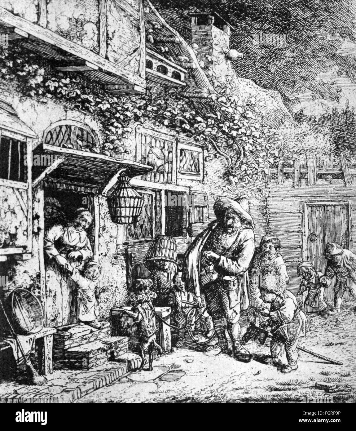 Leute, Elend und Not, Bettler, "die tanzenden Hund", Kupferstich von  Cornelis Dusart, Haarlem, 1685, Artist's Urheberrecht nicht geklärt zu  werden Stockfotografie - Alamy