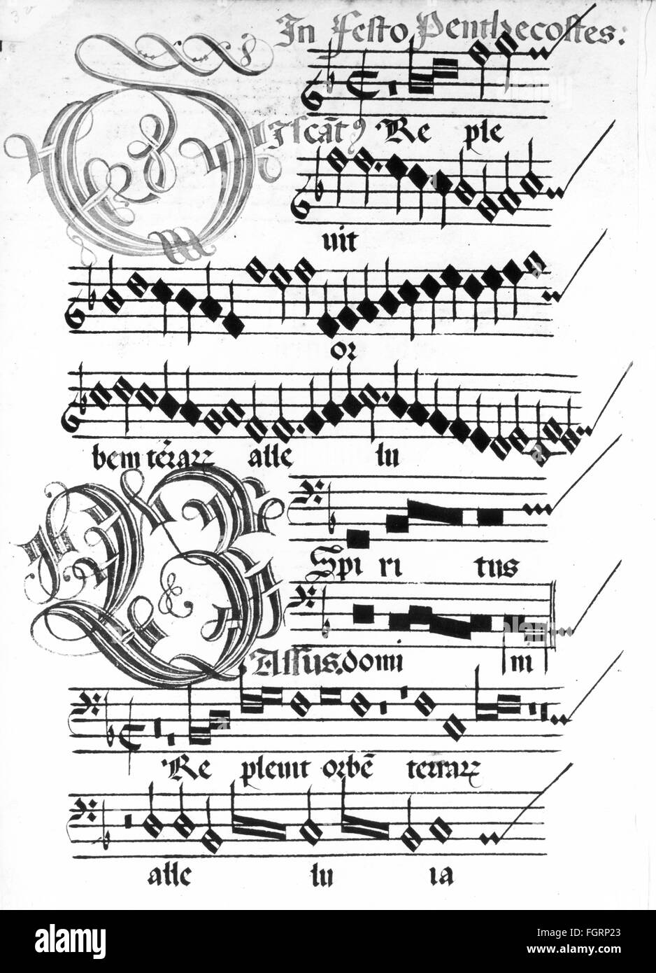 Musik, Noten, Seite aus einem Chorbuch mit Ämtereien von Ludwig Senfl und Heinrich Isaac, 1591, Zusatz-Rechte-Clearenzen-nicht vorhanden Stockfoto