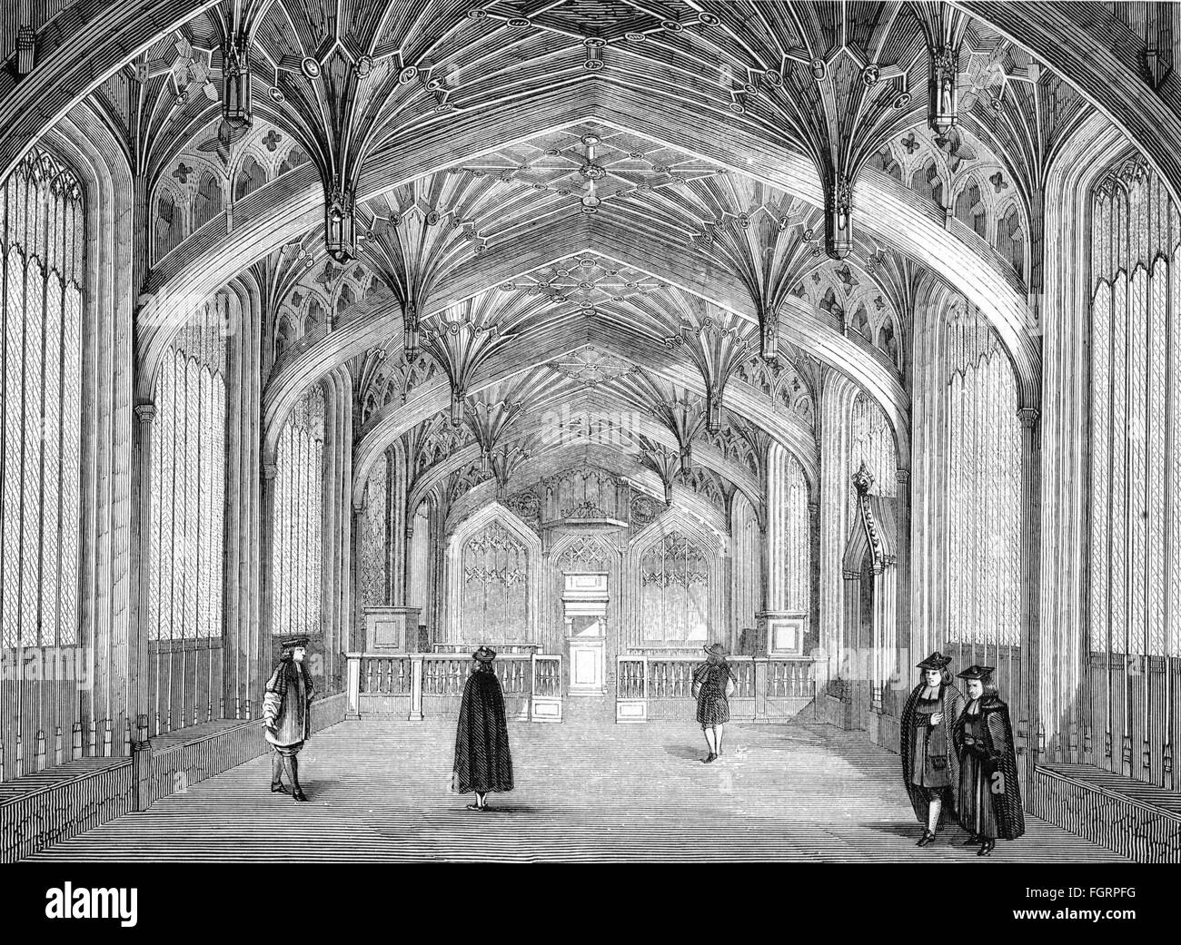 Pädagogik, Universität, Hörsaal, Oxford, 14. Jahrhundert, Holzstich, 19. Jahrhundert, Grafik, Grafik, Großbritannien, Mittelalter, Mittelalter, Mittelalter, Gotik, Gotik, Gotik, Halle, Hallen, Architektur, Spitzbogen, ogive, gewölbtes Dach, gewölbtes Dach, quaquaversale Struktur, Kreuzgewölbe, Kreuzgewölbe, bildende Kunst, Kunst, Innenansicht, Pädagogik, Pädagotik, Bildung, universität, Universitäten, Hörsaal, Hörsäle, historisch, historisch, Menschen, Zusatzrechte-Clearences-nicht vorhanden Stockfoto