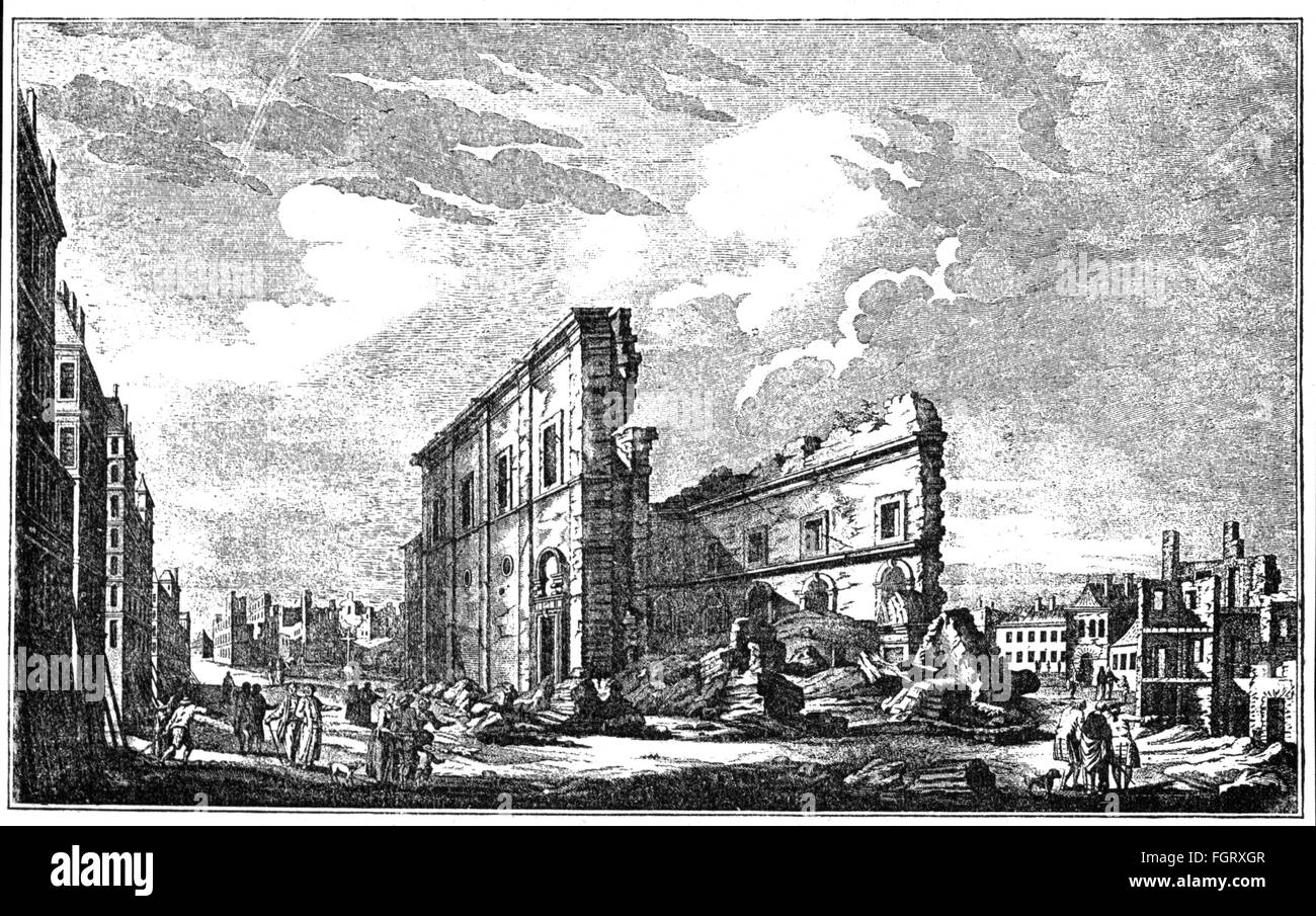 Disaster, Naturkatastrophen, Erdbeben, Lissabon, 1.11.1755, Artist's Urheberrecht nicht geklärt zu werden. Stockfoto