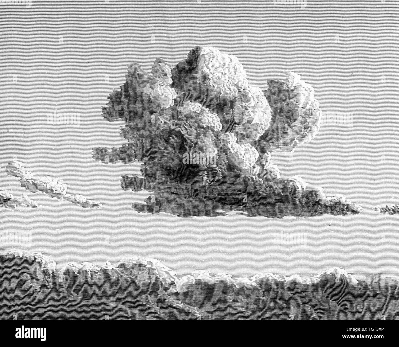 Wetter, Sturm, Sturmwolke, Holzstich, 'L'Atmosphère, Météorologie populaire', von Camille Flammarion, 1888, Additional-Rights-Clearences-not available Stockfoto