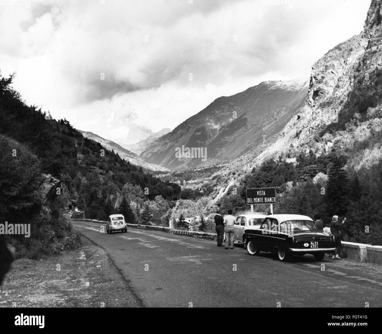 Transport / Transport, Straßen, Bergstraße, Italien, Aussichtspunkt zum Monte Bianco, 1950er Jahre, zusätzliche-Rechte-Clearences-nicht verfügbar Stockfoto