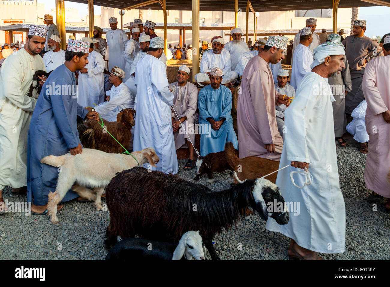 Der Freitag Vieh Markt, Nizwa, Ad Dakhiliyah Region, Oman Stockfoto