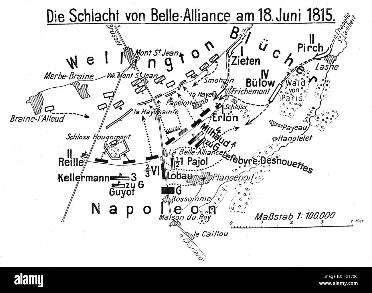 Karte Der Schlacht Von Waterloo Stockfotos & Karte Der Schlacht Von