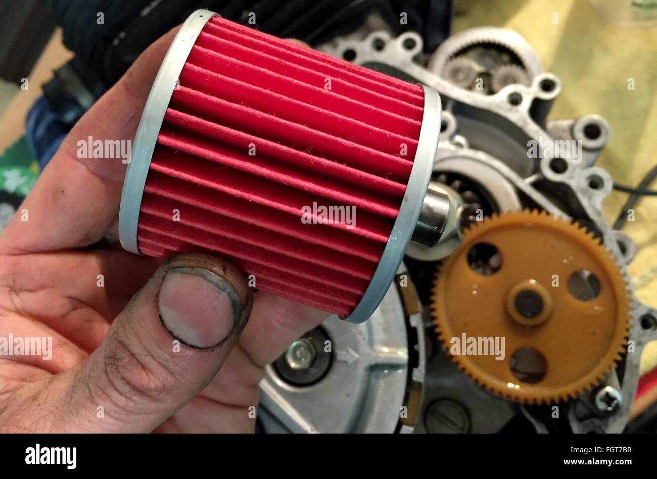 Reparatur ein Motorrad, Deutschland, Stadt Osterode, 22. Februar 2016. Foto: Frank Mai Stockfoto