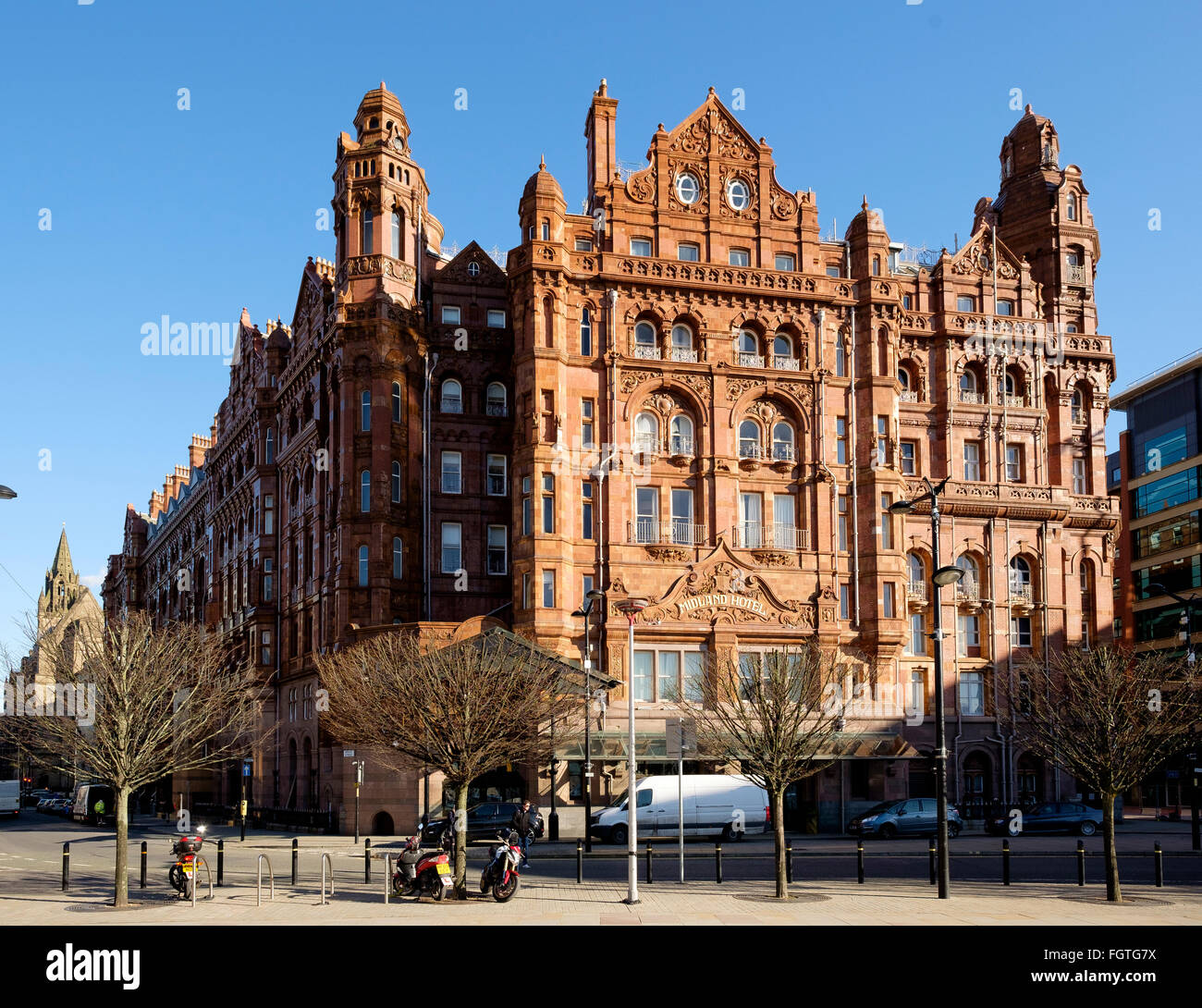 Manchester, UK - 15. Februar 2016: The Midland Hotel, mit Blick auf die Manchester Central Convention Complex Stockfoto