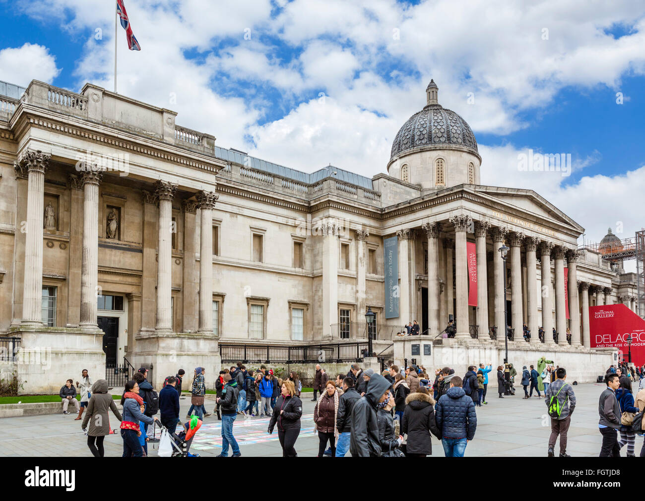 Die National Gallery, dem Trafalgar Square, London, England, UK Stockfoto
