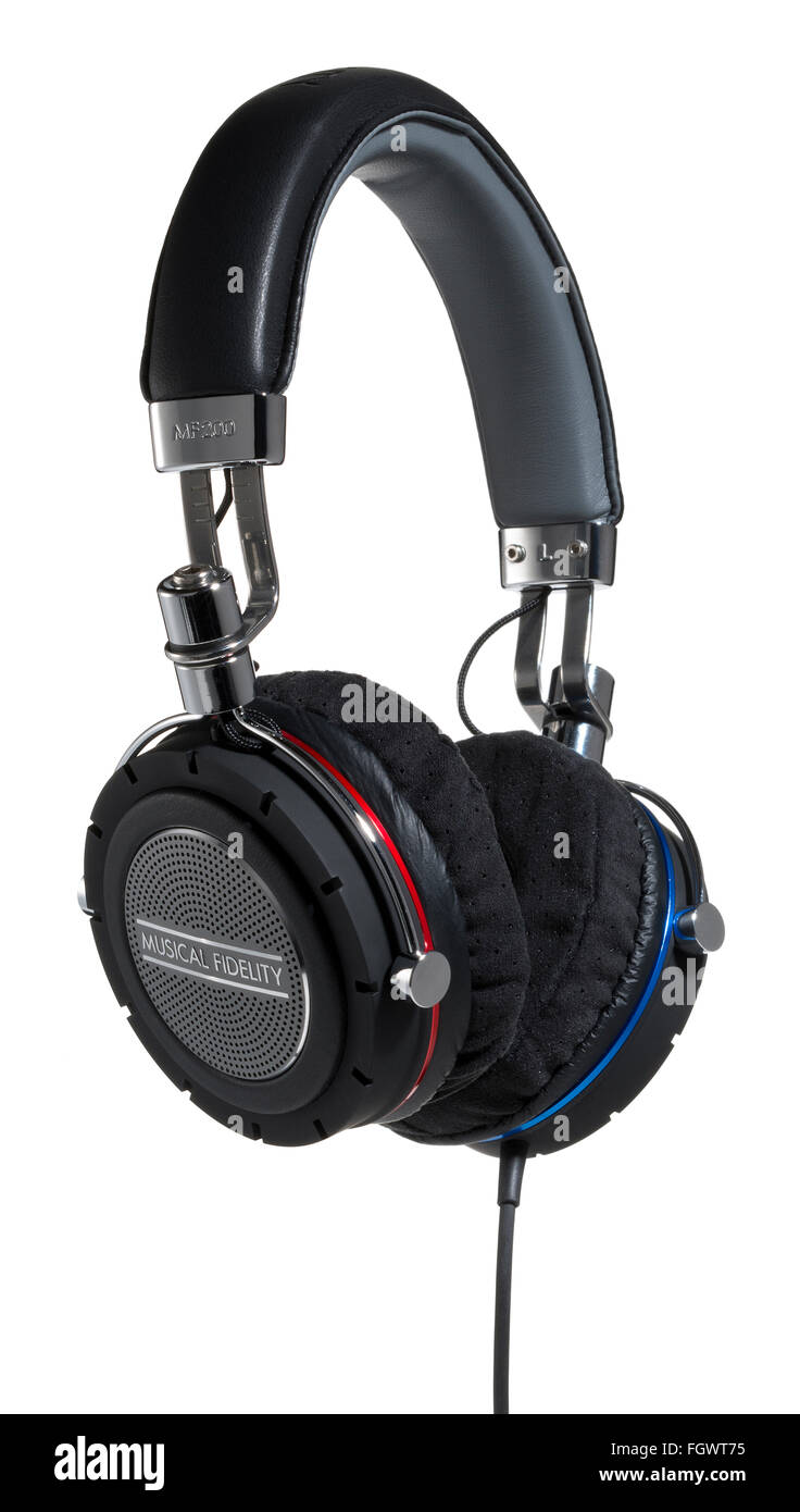 Musical Fidelity-Kopfhörer. Hochwertiger sound Abhörgerät. Stockfoto