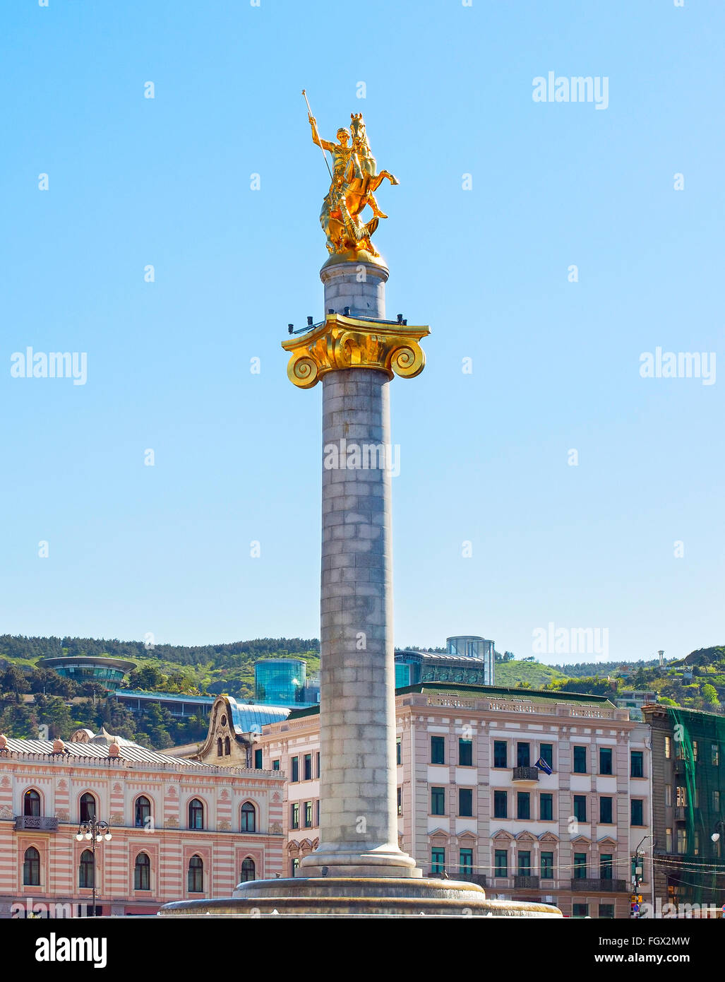 Das Freiheitsdenkmal auf Freiheit Platz von Tiflis, Georgien Stockfoto