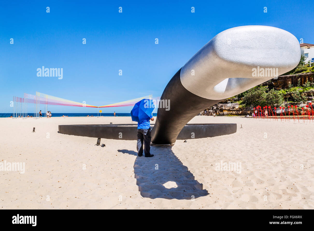 Kolossale Stahl Polystyrol Polyurethan-Installation mit dem Titel "Wir sind hier durch Andrew Hankin fryin'" Stockfoto