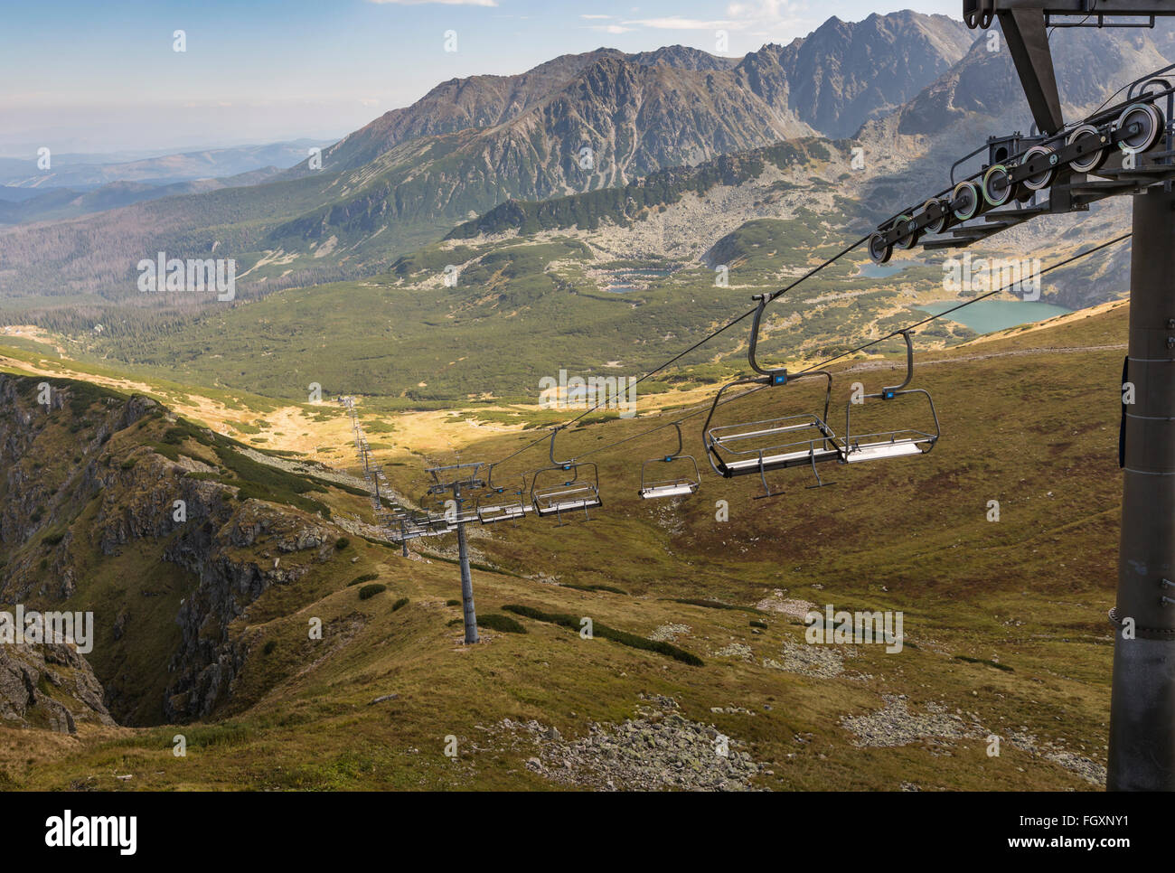 Seilbahn in Kasprowy Wierch Spitze in der hohen Tatra, Polen. Stockfoto