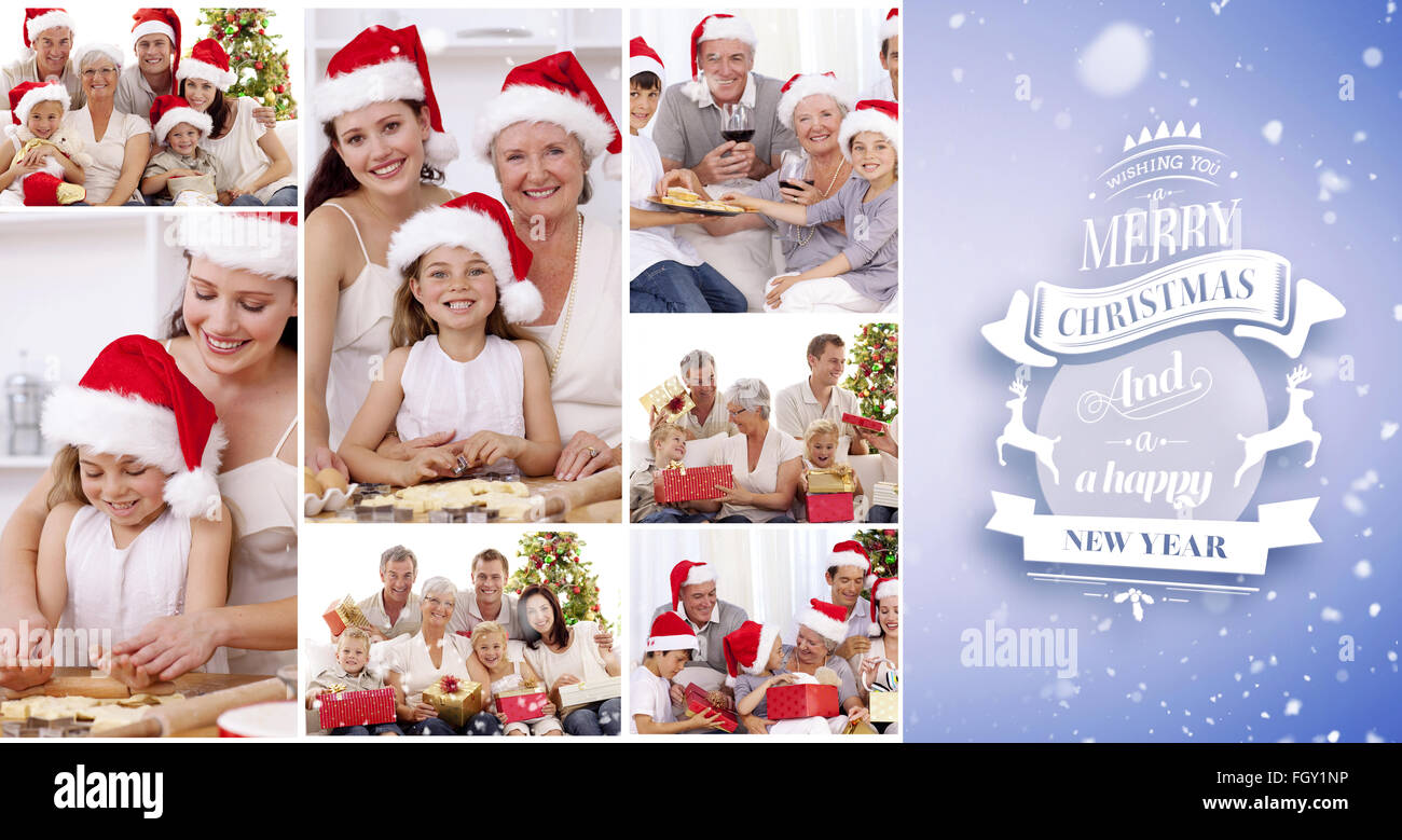 Zusammengesetztes Bild Collage aus Familien Feier Momente zu zweit zu Hause genießen Stockfoto