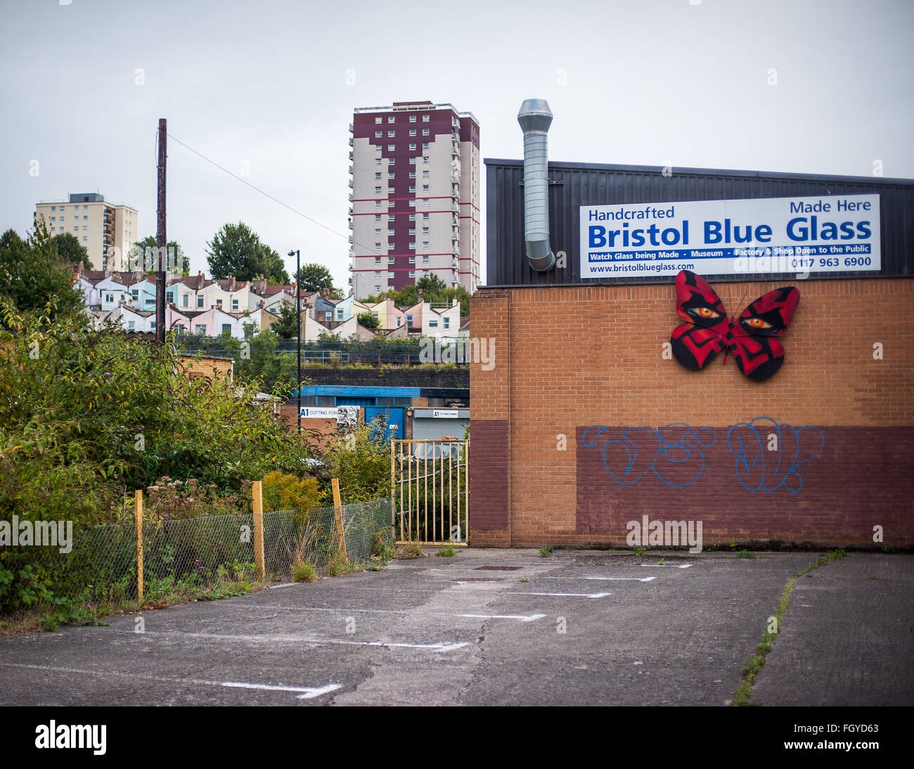 Industrielle Bristol und Häuser, Bristol, England Stockfoto