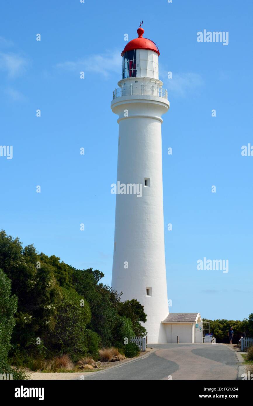 Aireys Inlet, Australien – Januar 2016. Die Split Point Lighthouse aus dem Jahr 1891 in Aireys Inlet, Victoria. Stockfoto