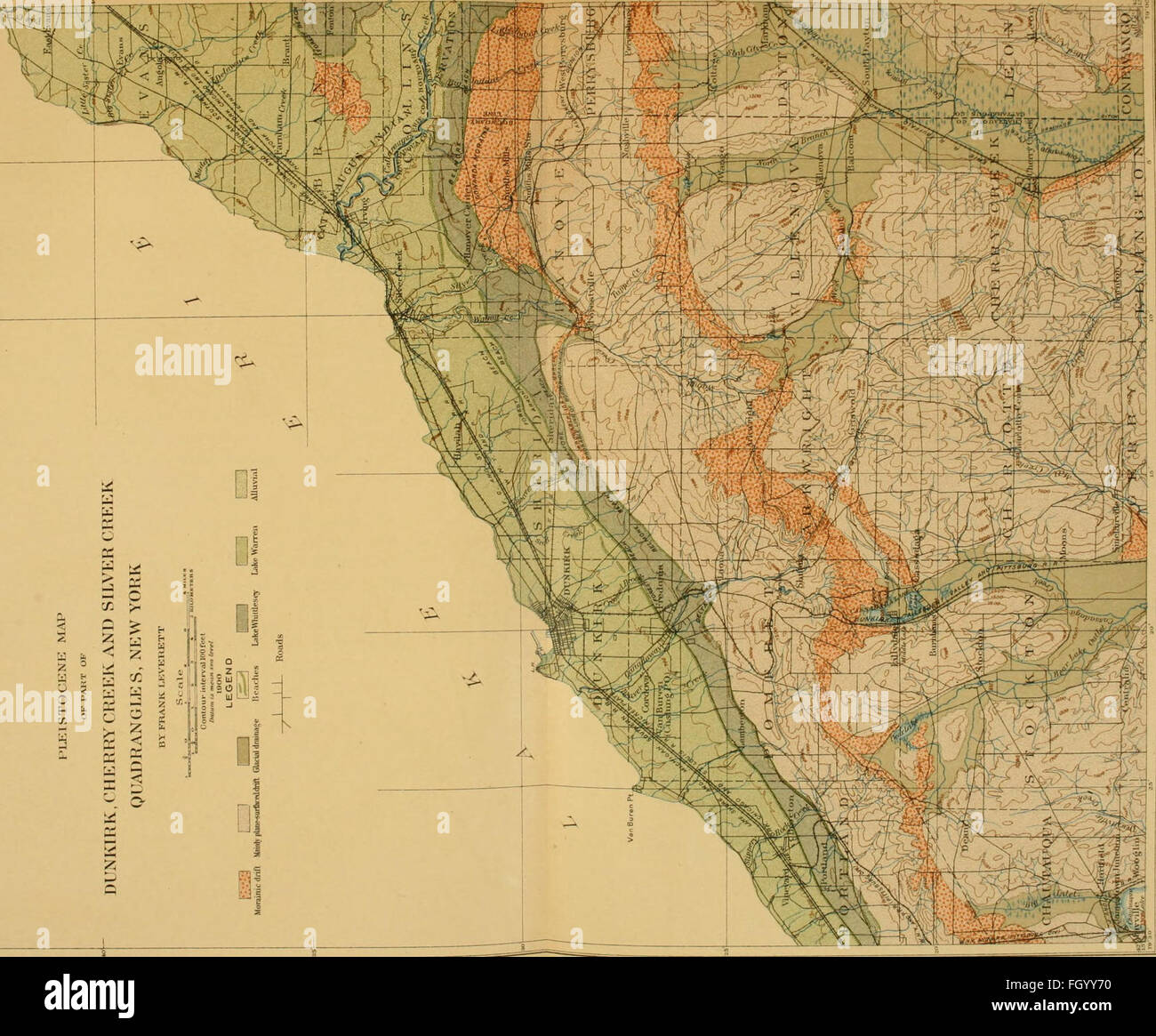 Eiszeitliche Formationen und Entwässerung Features der Erie und Ohio Becken (1902) Stockfoto