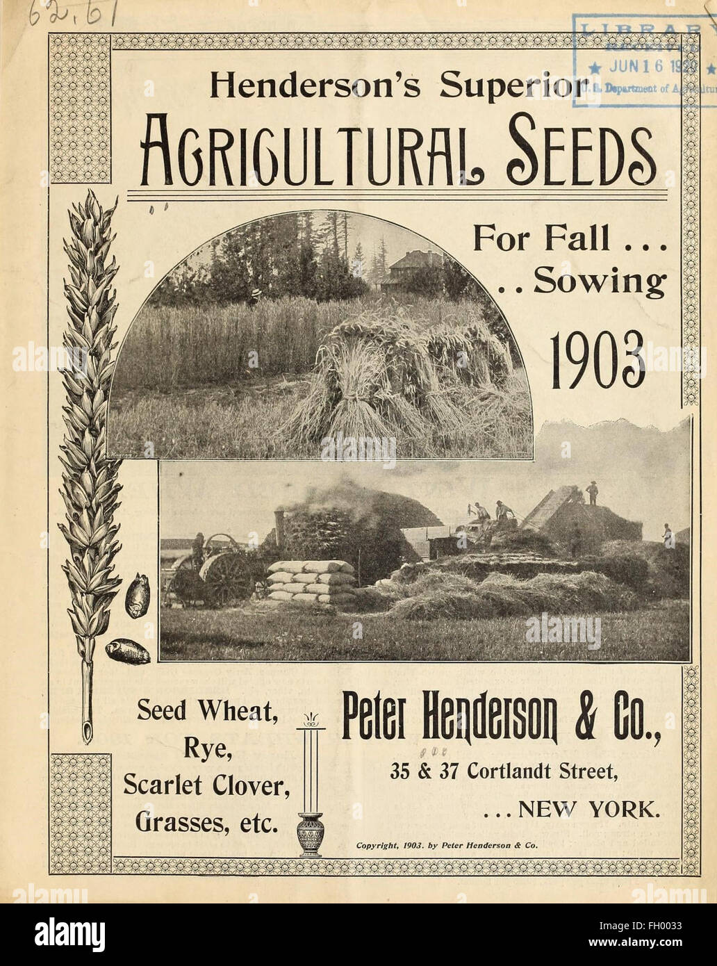 Hendersons überlegene landwirtschaftliches Saatgut für den Herbst Aussaat 1903 Stockfoto