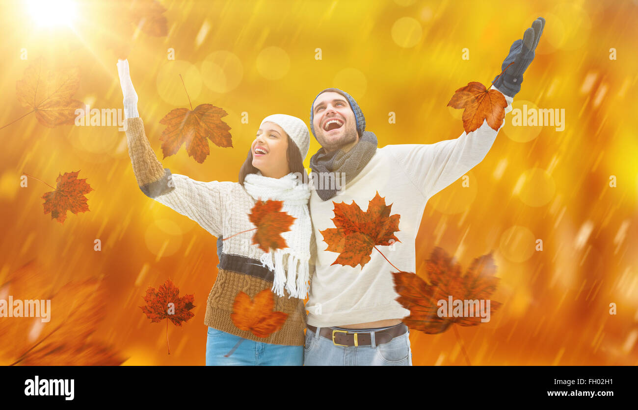 Zusammengesetztes Bild des jungen Winter paar Stockfoto