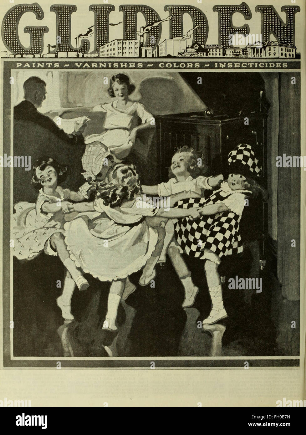 Diese Illustration von *The Saturday Evening Post* aus dem Jahr 1920 fängt das Wesen der Roaring Twenties mit Vintage-Werbung, Mode und sozialem Leben dieser Zeit ein. Die Coverkunst repräsentiert den kulturellen Wandel nach dem Ersten Weltkrieg. Stockfoto